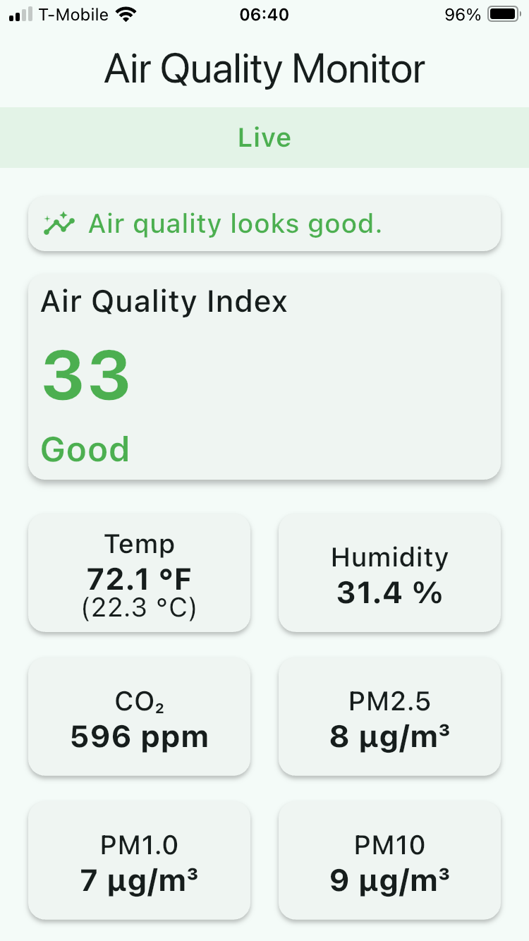 App: Live - Telemetry data