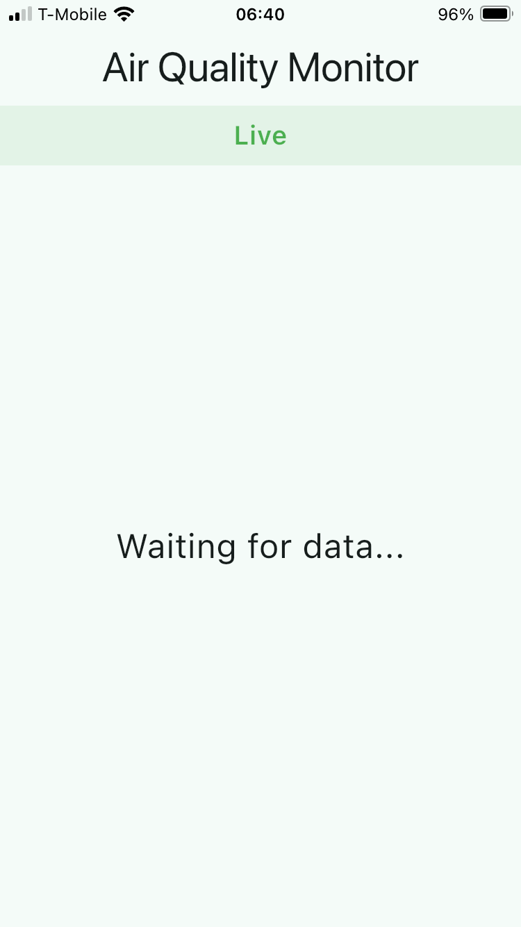 App: Live - Waiting for data